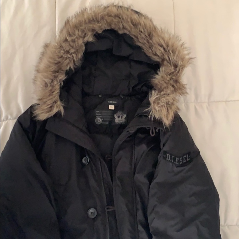 Diesel Winter puff down with hoodie, not real fur.
